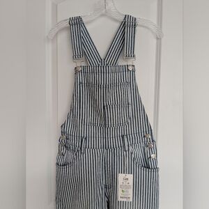 Kensie Blue and White Striped Overalls NWT